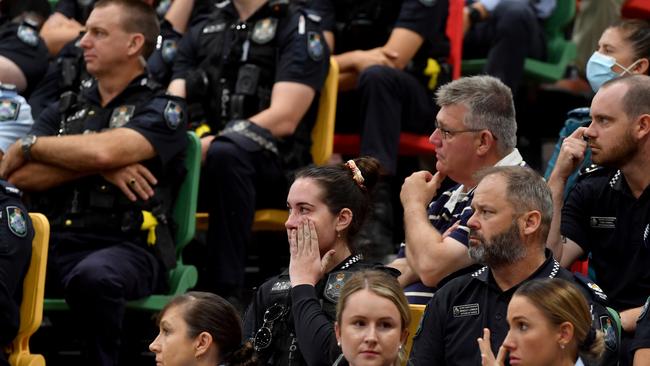 Police memorial serive fro Constable Rachel McCrow and Constable Matthew Arnold at the Townsville Stadium. Picture: Evan Morgan