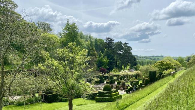 The gardens of the stately home at Mapperton in Dorset.