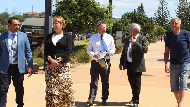 George Cecato (second from the right) is on the Jetty Foreshore Project Steering Advisory Committee. He is pictured here with Coffs Harbour MP Gurmesh Singh, Minister Water, Property and Housing Melinda Pavey, Cr Paul Amos and Commodore John Wait at the announcement of the committee.