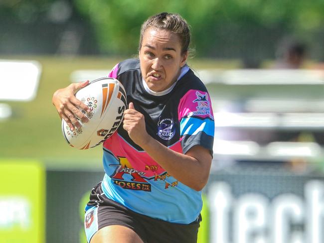 Deanna Peackham  in the NRL NT women's round 6 match as Nightcliff Dragons v Northern Sharks at Territory Rugby League Stadium, Marrara.Picture:Glenn Campbell