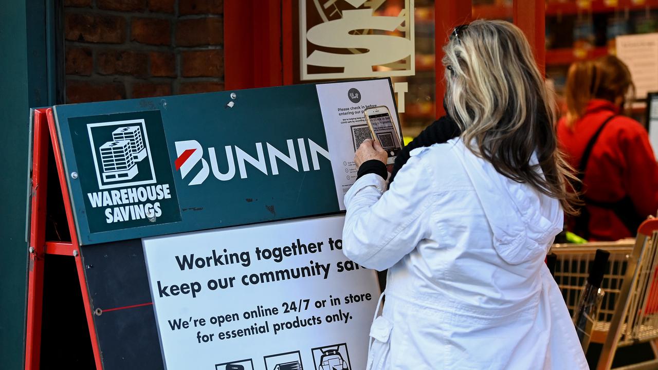 A shopper checks into Bunnings Randwick on Wednesday. Picture: NCA NewsWire/Bianca De Marchi