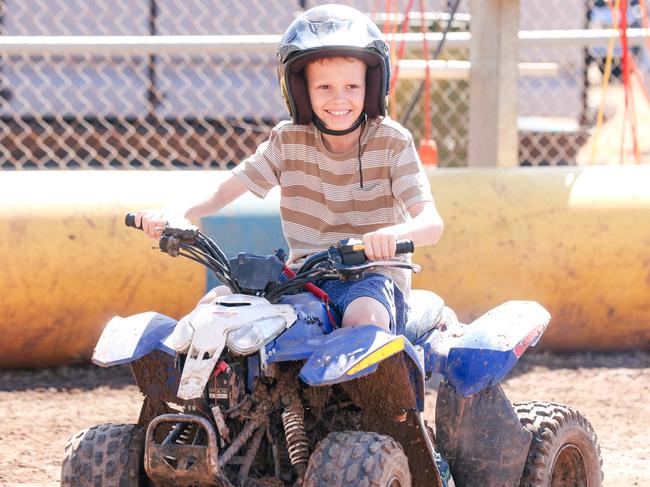 Jake Peterson, 12, enjoying the third and final day of the Royal Darwin Show. Picture: Glenn Campbell