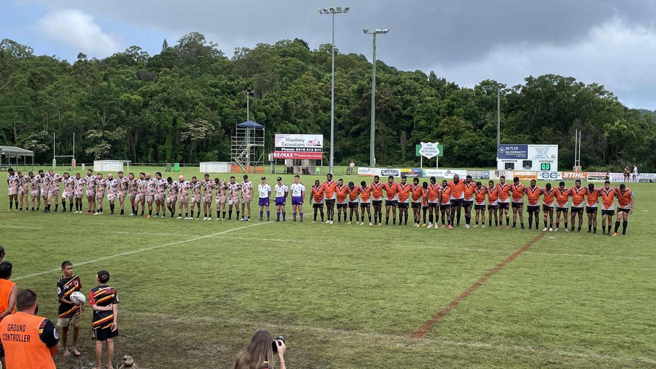 The Grand Final of the 2024 Sunshine Coast Bunyas Rugby League Carnival between the Winston Alberts Memorial Team from Cherbourg and the Coastal Blacks. Picture: Iwan Jones