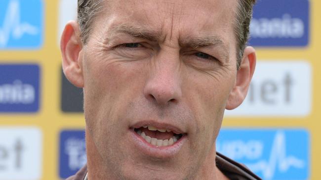 Hawthorn players training at Waverley Park ahead of their match with St Kilda at the MCG on Saturday. Coach Alastair Clarkson press conference prior to .