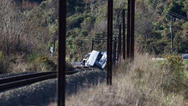 The scene of the fatal crash on State Highway 1 south of Picton this morning. Picture: George Heard
