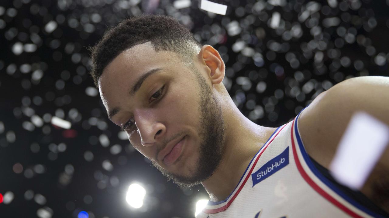 PHILADELPHIA, PA - APRIL 14: Ben Simmons #25 of the Philadelphia 76ers looks on after Game One of the first round of the 2018 NBA Playoff against the Miami Heat at Wells Fargo Center on April 14, 2018 in Philadelphia, Pennsylvania. The 76ers defeated the Heat 130-103. NOTE TO USER: User expressly acknowledges and agrees that, by downloading and or using this photograph, User is consenting to the terms and conditions of the Getty Images License Agreement. Mitchell Leff/Getty Images/AFP == FOR NEWSPAPERS, INTERNET, TELCOS &amp; TELEVISION USE ONLY ==