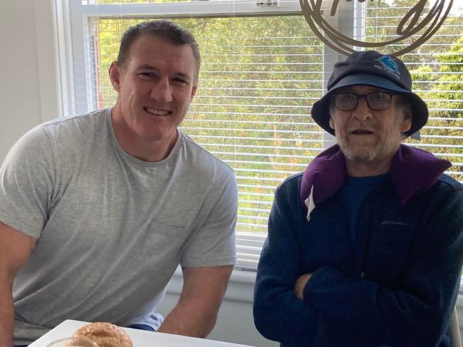 Brendan recieved a surprise visit from Paul Gallen on his 52nd birthday. Picture: Facebook / Jenny Doran