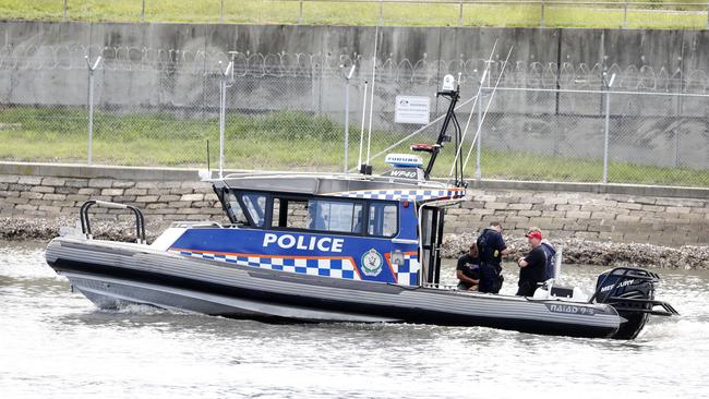 Water police at the accident scene on the Botany Bay. 