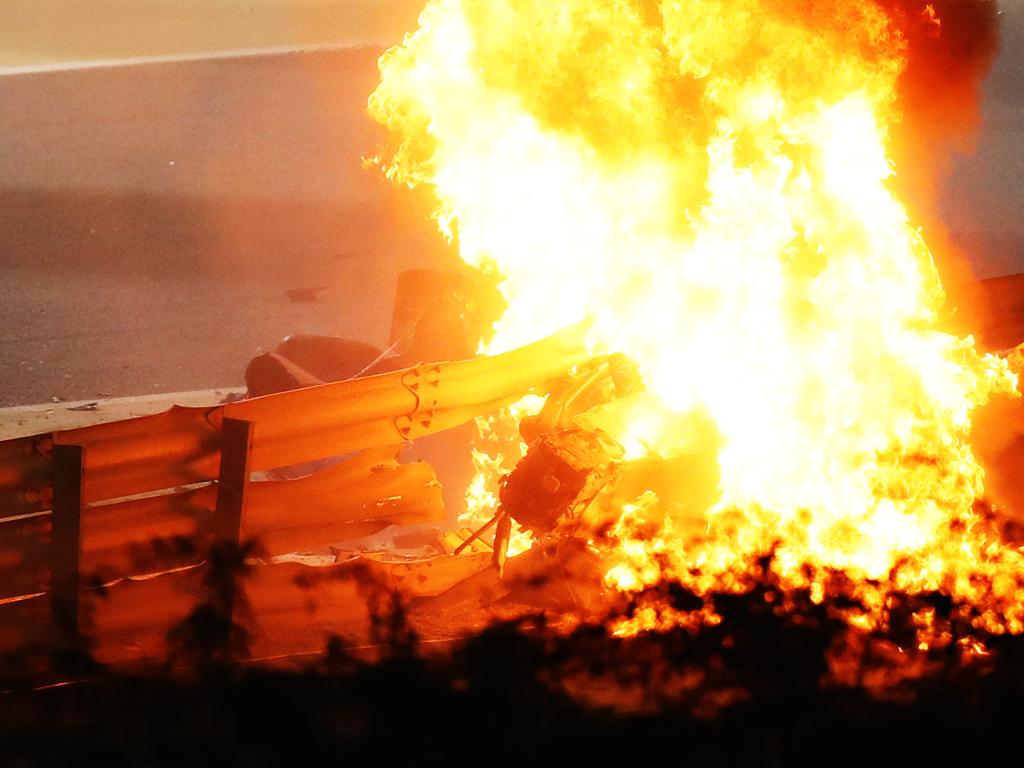 There was widespread horror as Grosjean’s car burst into flames.