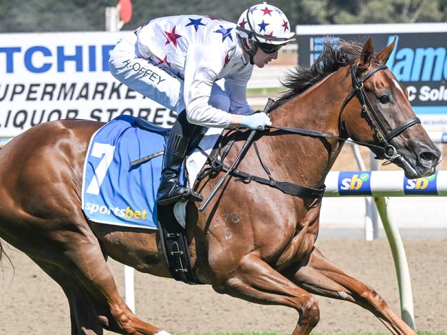 Miss Sunshine ridden by Harry Coffey wins the Pipe Pro Directional Drilling Maiden Plate at Sportsbet-Ballarat Racecourse on March 24, 2024 in Ballarat, Australia. (Photo by Reg Ryan/Racing Photos via Getty Images)