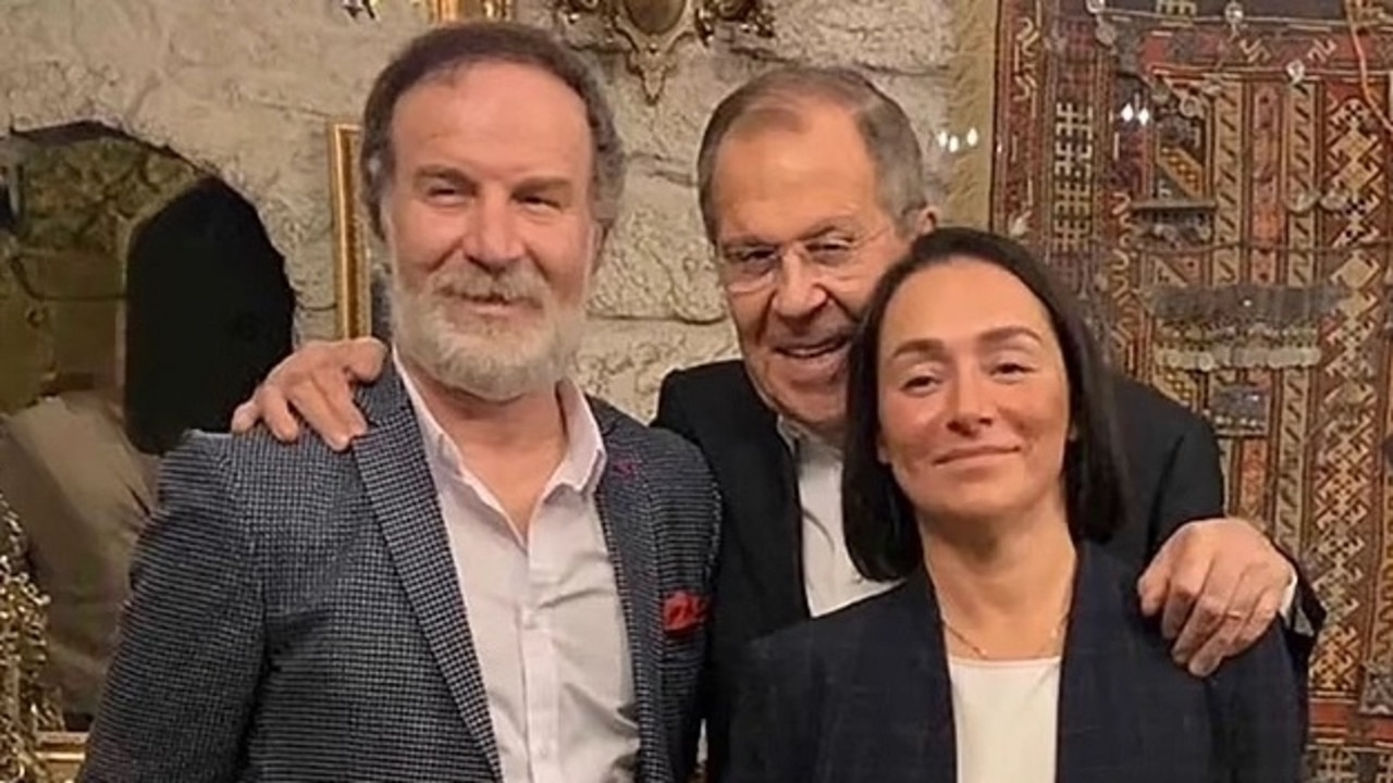 Sergei Lavrov, 71, with mistress Svetlana Polyakova, 51, who is reported to be Polina's mum. Photo: Twitter