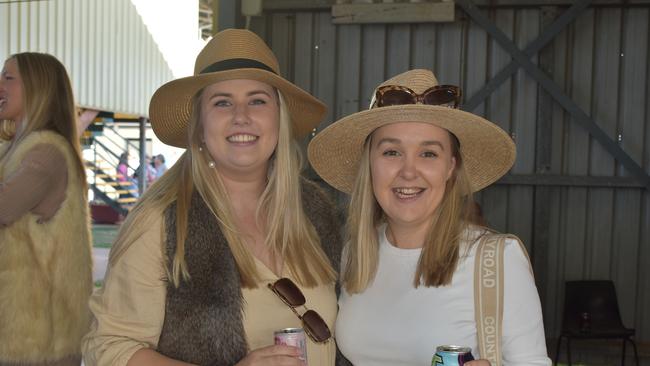 Bridgette and Gabby at the Roma Rugby Races at Bassett Park on Saturday June 24, 2023. Picture: Chloe Cufflin.