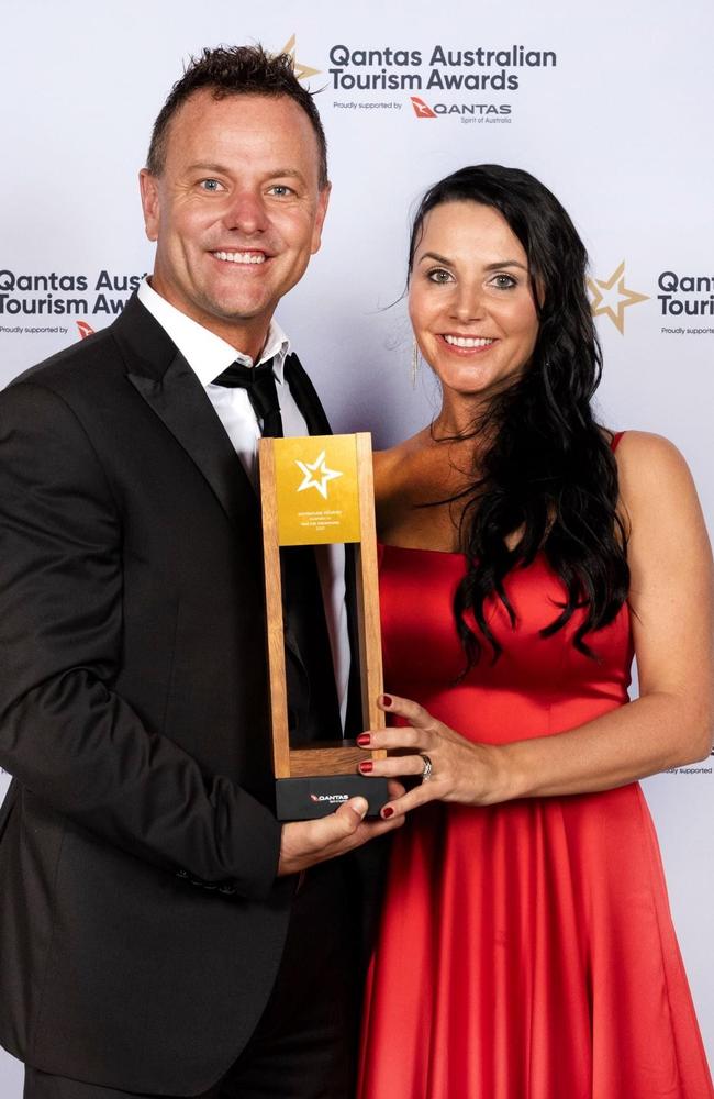 Asher and Julie Telford won gold for Red Cat Adventures at the Qantas Australian Tourism Awards. Â Picture: Contributed