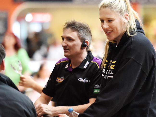 WNBL basketball: Melbourne Boomers versus Adelaide Lightning at the State Basketball Centre, Wantirna. Australian champion Lauren Jackson courtside. Picture: Steve Tanner