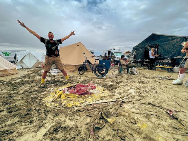 Revellers attending the 2023 Burning Man Festival in Nevada have been told to conserve food and water with heavy rain causing flooding to the remote site. Picture: Facebook