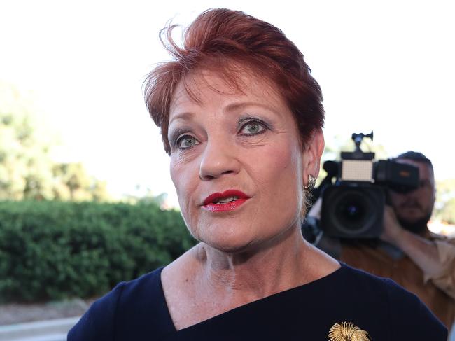 Senator Pauline Hanson  arriving at Parliament House in Canberra. Picture Kym Smith