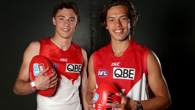 Sydney Swans draftees Will Hayward and Oliver Florent. Picture: Jonathan Ng