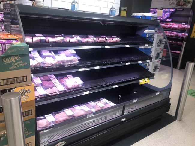 Meat supplies are still quite low after Friday's panic buying. Picture: Shiloh Payne