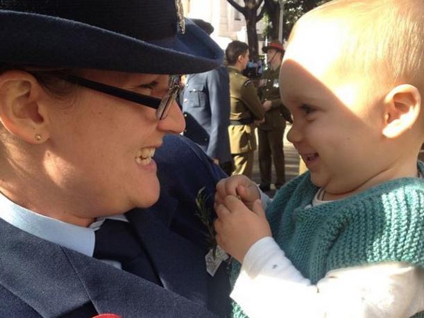 Instagram user @traceywilmar posts this Anzac pic from the dawn service. "Reunited with Aunty RaRa". Picture: Instagram