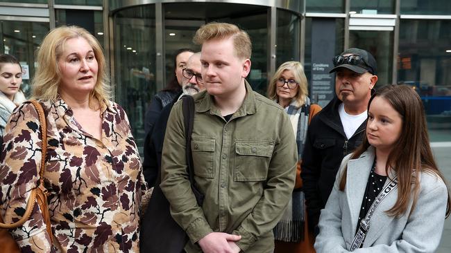 Sister Veronica Willman, with Mr Willman’s son Lachlan and daughter Sian, said her family were both grieving and angry. Picture: NewsWire/Ian Currie