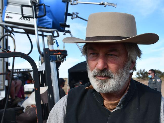 Alec Baldwin being after the death of cinematographer Halyna Hutchins at the Bonanza Creek Ranch in Santa Fe, New Mexico. Picture: AFP