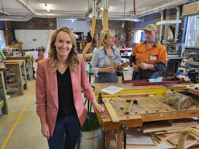 Division 2 candidate Naomi Fowler at the Oxenford Men's Shed.