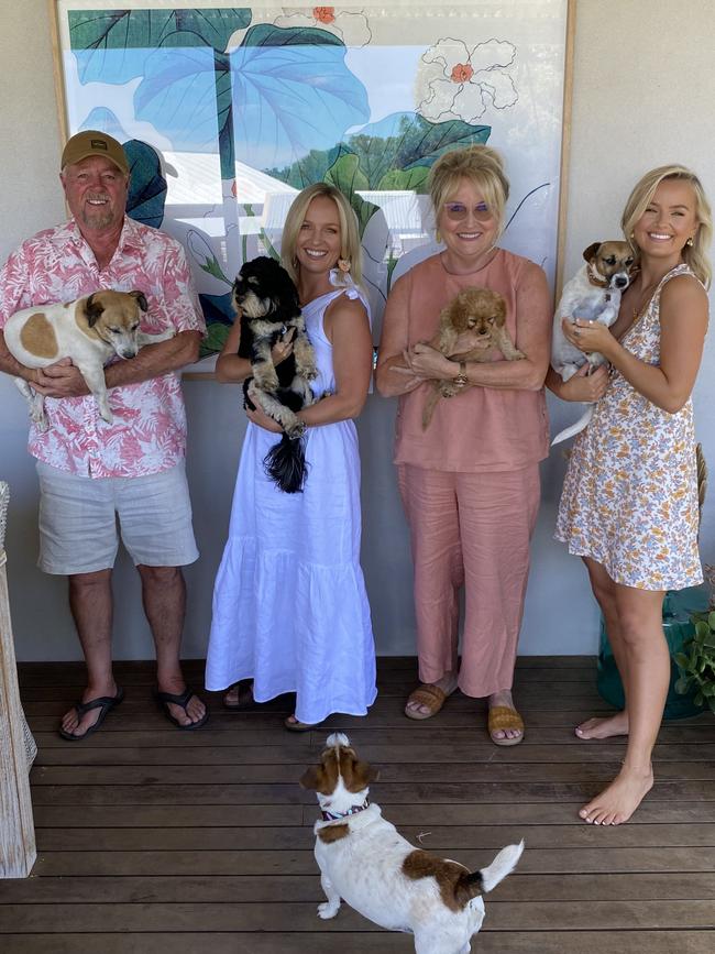 Miles Family: Alan Miles holding Alby, Becky Miles holding Martini, Nerida Miles holding Tilly, Elly Miles holding Tipsy and Malibu. Picture: the.mgmt