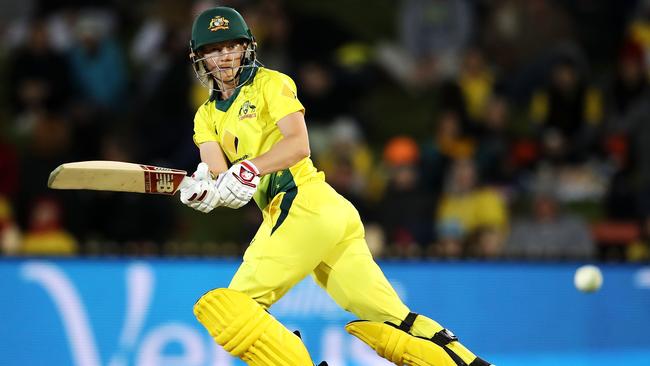 Australia’s Meg Lanning plays a shot on Saturday night. Picture: Getty Images