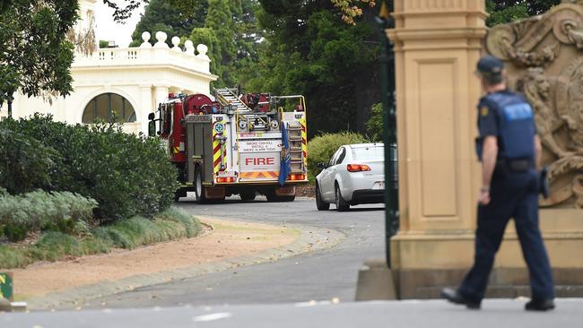 Emergency services arrive on scene at Government House. Picture: Nicole Garmston