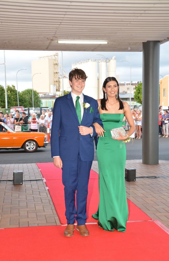 Toowoomba school formals. At the 2023 St Ursula's College formal is graduate Hayley Peters with her partner Ben Thomas. Picture: Rhylea Millar