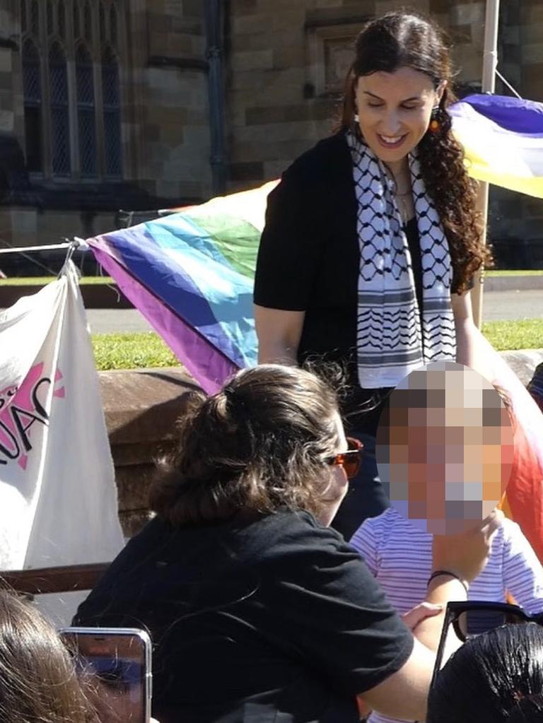 Posted to instagram on Saturday. Macquarie University academic Randa Abdel-Fattah organised a pro-Palestine rally at University of Sydney leading a bunch of little kids in chanting for the “intifada” .