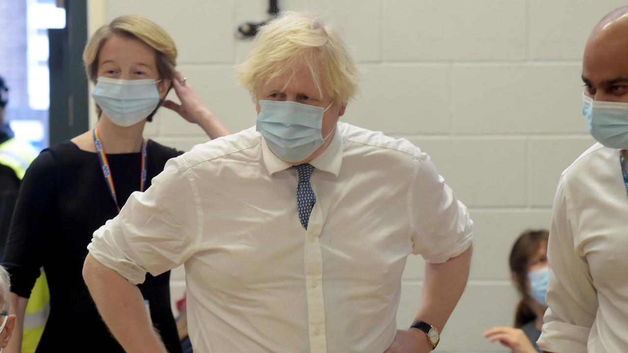 British Prime Minister Boris Johnson visits Stow Health Vaccination centre in Westminster.