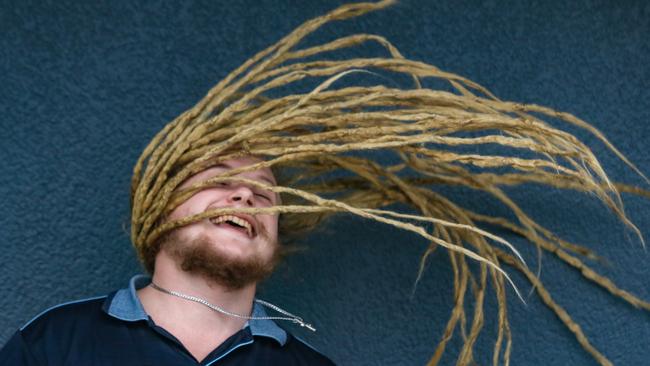 Hospitality Manager Ethan Hamilton will cut off his distinctive dreadlocks for charity. Picture: Glenn Campbell