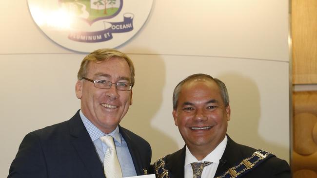 Flashback — the 2016-2020 Gold Coast City Council being sworn in at the Evandale Council Chambers. Councillor Peter Young and Tom Tate. Photo: Jerad Williams.