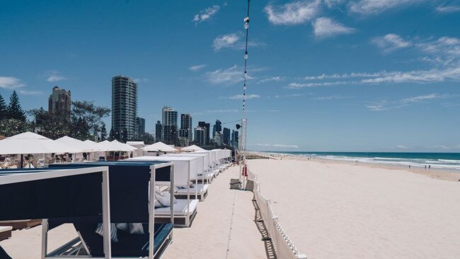 The view north from the Kurrawa Beach Club bar on the Gold Coast.