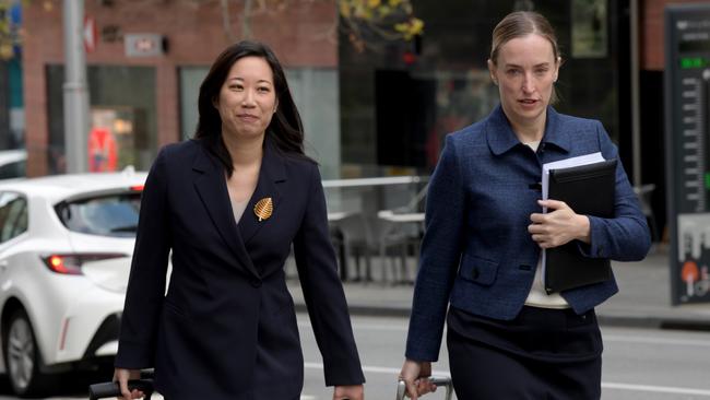 Brittany Higgins' lawyers, Rachael Young and Carmel Galati, arrive at the Supreme court on day five of the defamation trial. Picture: NewsWire / Sharon Smith