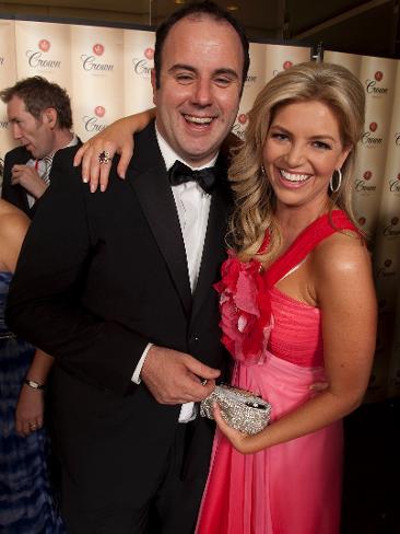 <p>Sports journalist Craig Hutchison and Channel Seven's Rebecca Maddern at the Crown Lager Brownlow after party. Picture: Sam D'Agostino</p>