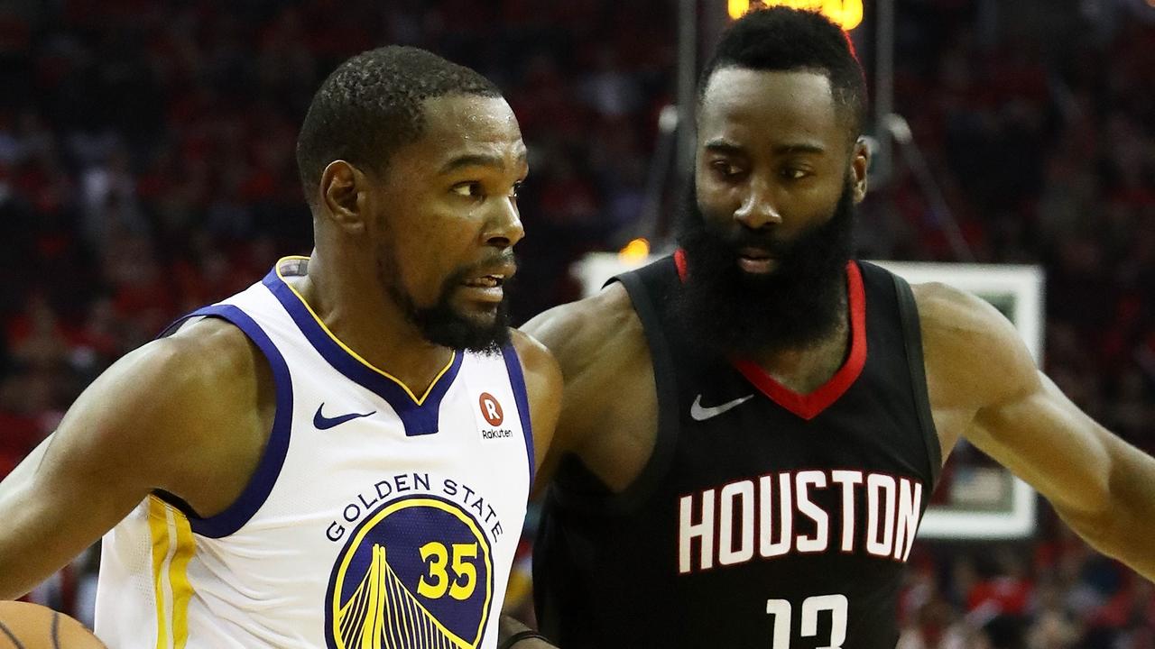 Kevin Durant and James Harden could be playing together soon. Ronald Martinez/Getty Images/AFP