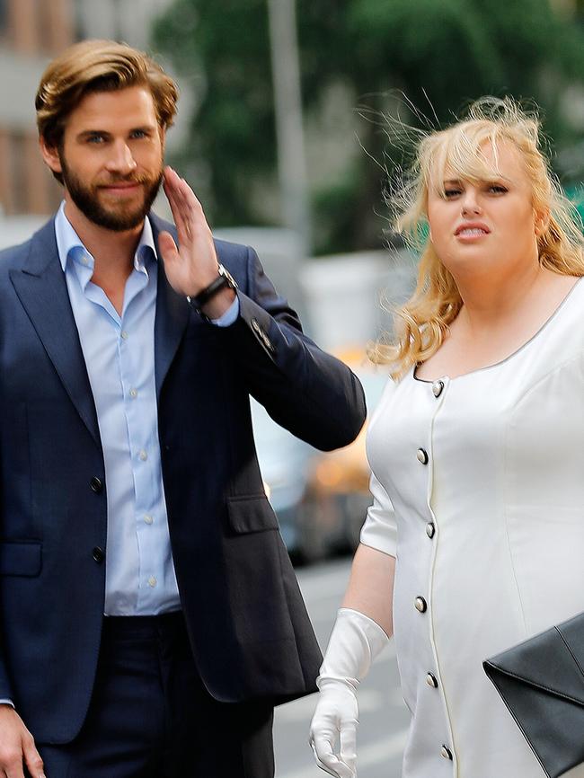 Liam Hemsworth and Rebel Wilson during scenes from movie Isn't It Romantic.