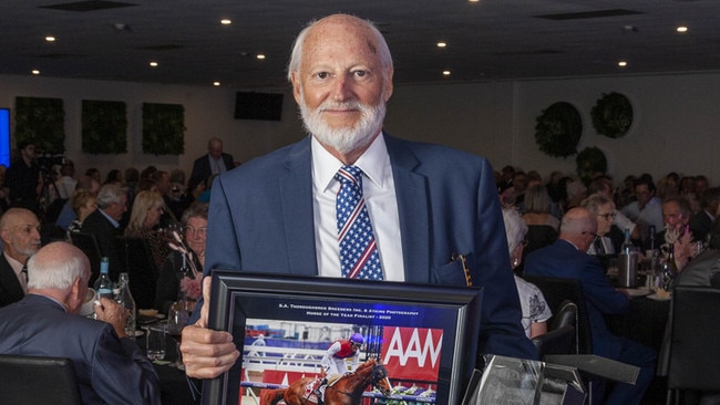 Harry Perks after Warning, whom he bred, won the SA Thoroughbred Breeders Horse Of The Year Award in 2021. Picture: Mill Park Stud/Atkins Photography