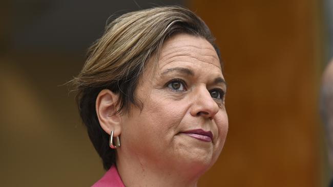 CANBERRA, AUSTRALIA, NewsWire Photos. JANUARY 24, 2024: The Prime Minister, Anthony Albanese and Minister for Communications, Michelle Rowland announce the new ABC Chair Kim Williams at Parliament House in Canberra. Picture: NCA NewsWire / Martin Ollman