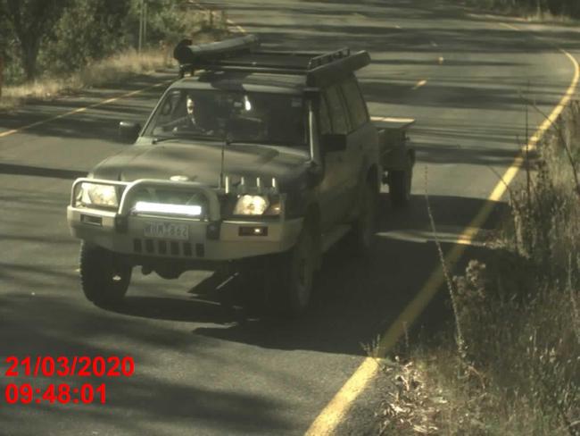 Greg Lynn’s Nissan Patrol and trailer were captured by an automatic number plate recognition camera. Picture: Supreme Court of Victoria
