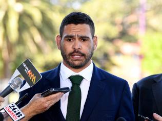 South Sydney Rabbitohs NRL player Greg Inglis speaks to the media in Sydney. (AAP Image/Joel Carrett) NO ARCHIVING