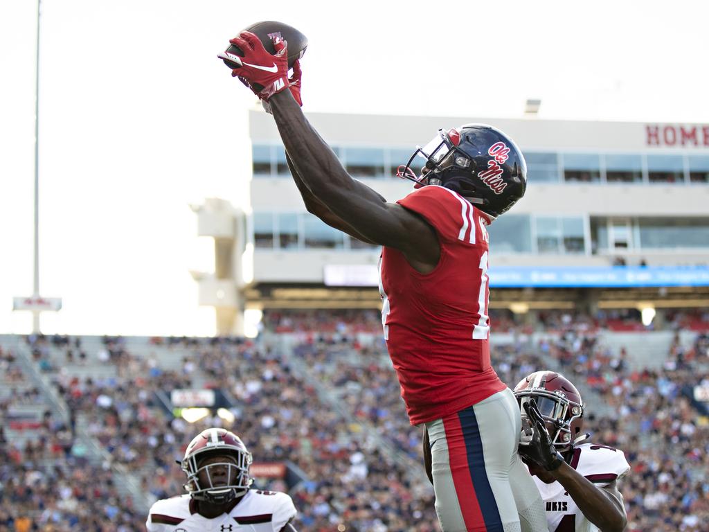 Defensive backs aren’t winning jump balls against DK Metcalf. (Photo by Wesley Hitt/Getty Images)