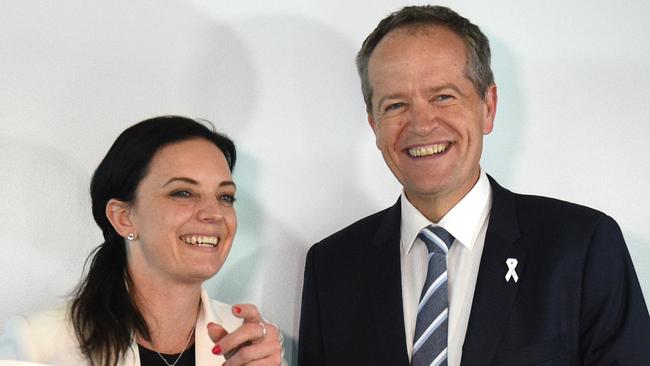 Labor Member for Lindsay Emma Husar and Leader of the Opposition Bill Shorten at Our Watch domestic violence event at Parliament House in Canberra, Wednesday, Nov. 23, 2016. (AAP Image/Mick Tsikas) NO ARCHIVING