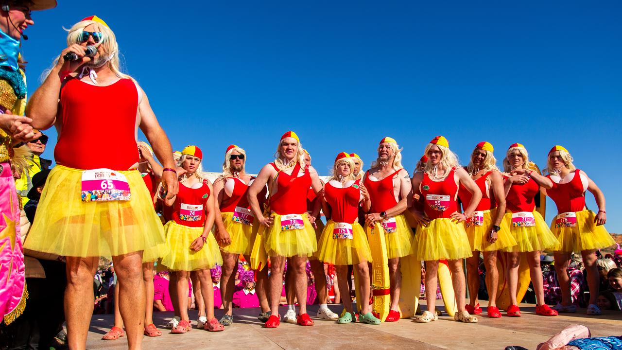 There was no surf in sight, but it didn’t stop these Baywatch-inspired lifeguards from turning out.