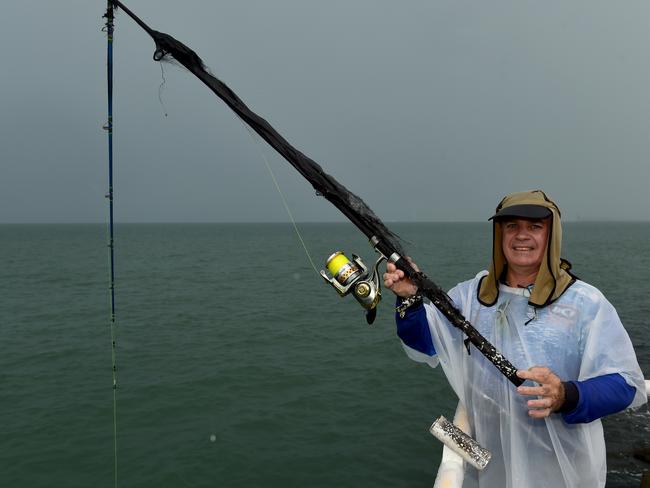 Eugene Dryden had a lucky escape when lightning struck his fishing rod at the Rockpool. Picture: Evan Morgan