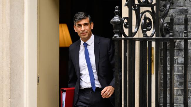 Rishi Sunak leaves 10 Downing Street ahead of the weekly PMQ session in the House of Commons, on Wednesday. Picture: Getty Images