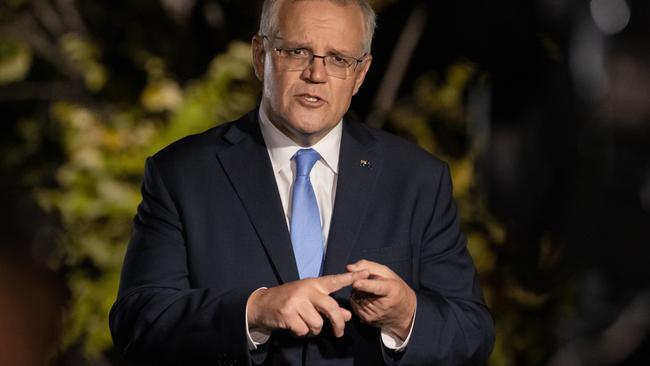 Prime Minister Scott Morrison arrives in Nowra and does his first TV interviews. Picture: Jason Edwards