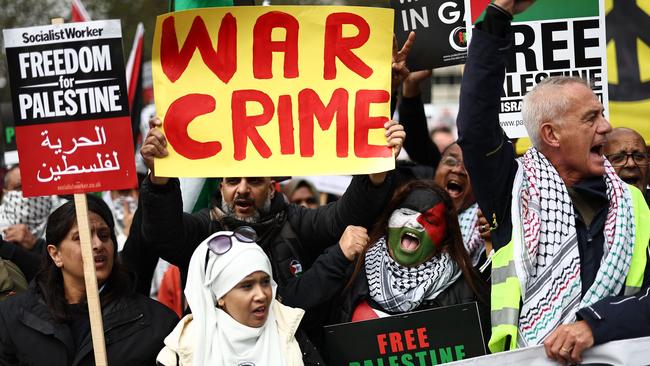 People take part in a 'March For Palestine' in London on October 21. Picture: AFP